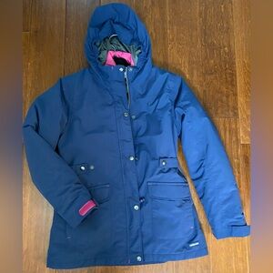 Lands' End Girl’s Size L - 14 Navy Insulated Hooded Jacket with Zip Out Lining